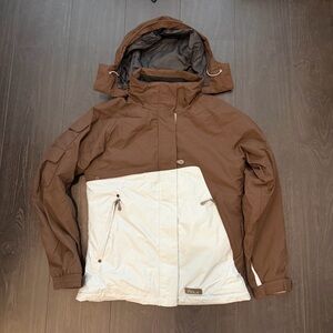Mole - Two-Tone Brown and White Snowboard Winter Jacket